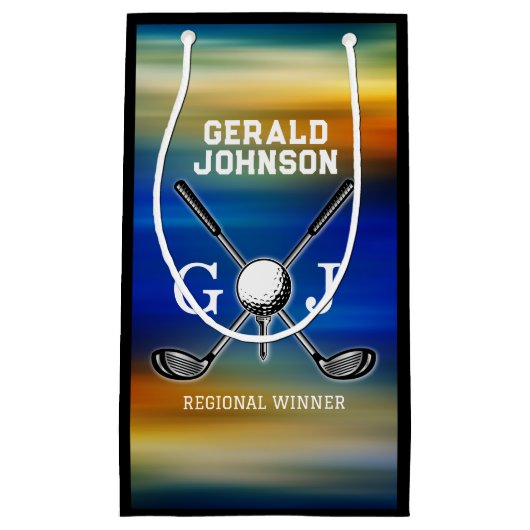 Aangepaste zonsondergang Golf Monogram Ontwerp Klein Cadeauzakje (Voorkant)