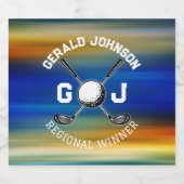 Aangepaste zonsondergang Golf Monogram Ontwerp Sparkling Wijnetiket (Enkel label)