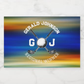 Aangepaste zonsondergang Golf Monogram Ontwerp Sparkling Wijnetiket (Enkel label)
