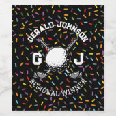 Aangepaste zonsondergang Golf Monogram Ontwerp Wijn Etiket (Enkel label)