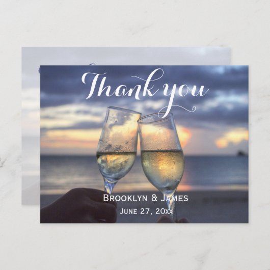 Aangepaste zonsondergang op batchbruiloft Dank je  Briefkaart (Voorkant / Achterkant)