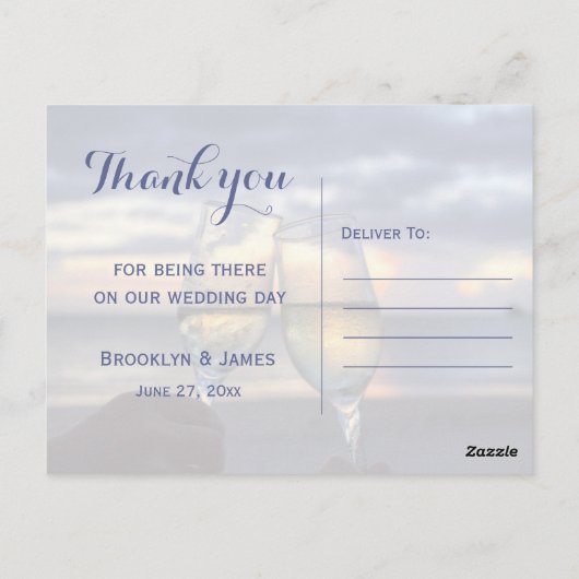 Aangepaste zonsondergang op batchbruiloft Dank je  Briefkaart (Achterkant)