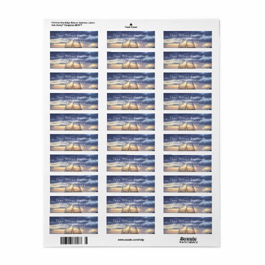 Aangepaste zonsondergang op het strand retouradres etiket (Full Sheet)