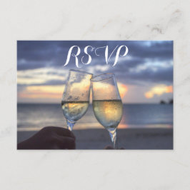 Aangepaste zonsondergang op het strand trouw RSVP- RSVP Kaartje