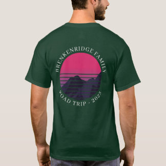Aangepaste zonsondergang Retro Familie Road Trip T-shirt