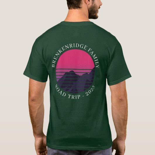 Aangepaste zonsondergang Retro Familie Road Trip T-shirt (Achterkant)