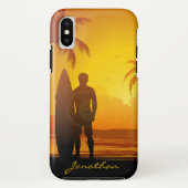 Aangepaste Zonsondergang Strand Surfen Case-Mate iPhone Case (Achterkant)
