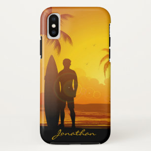 Aangepaste Zonsondergang Strand Surfen Case-Mate iPhone Case