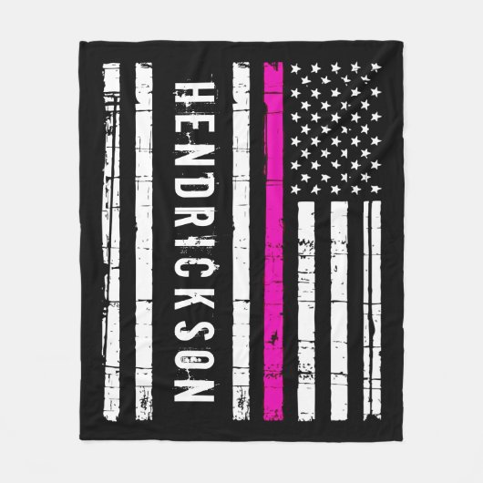 Aangepaste zonsvlag met dunne roze lijn fleece deken (Voorkant)