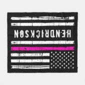 Aangepaste zonsvlag met dunne roze lijn fleece deken (Voorkant (Horizontaal))