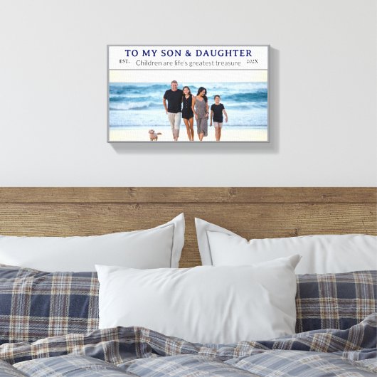 Aangepaste Zoon & Dochterdag Familie Foto Canvas Afdruk (Insitu (Slaapkamer))
