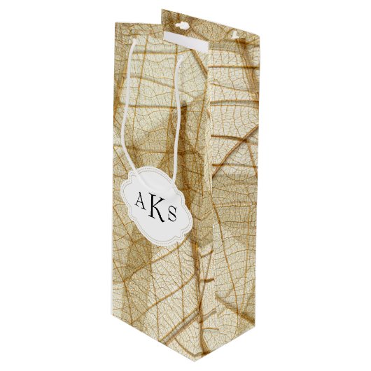 Aangepaste, zuivere, crèmezijde wijn cadeautas (Voorkant Gekanteld)