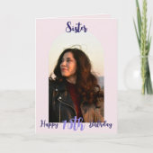 Aangepaste Zus 70e Verjaardag Roze Foto Arch Kaart (Voorkant)