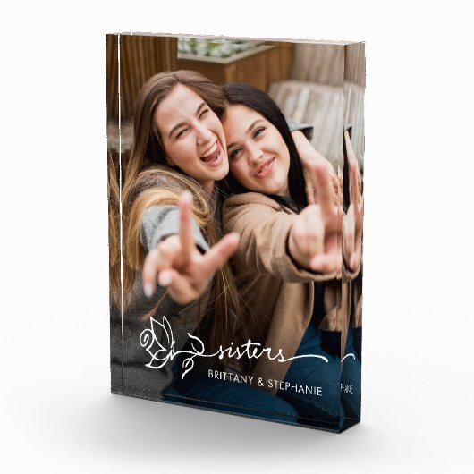 Aangepaste Zusters Broer Zusje Keepsake Fotoblok (Rechts)