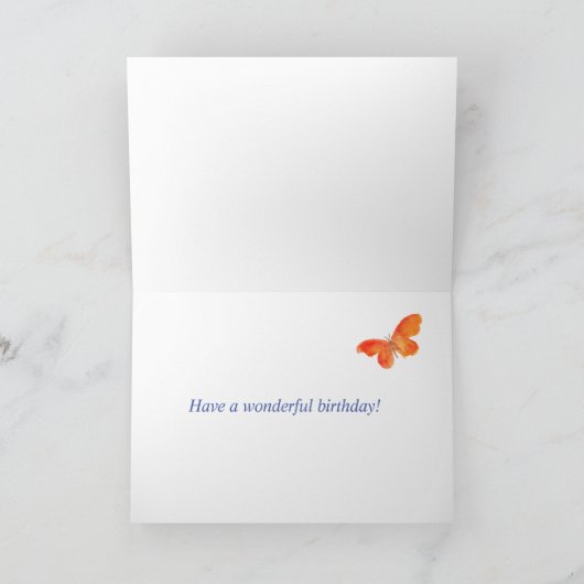 Aangepaste zuster's verjaardag met vlinderkaartje feestdagen kaart (Binnen)