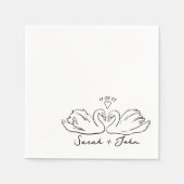 Aangepaste Zwaan Hart Wedding Cocktail Servet (Voorkant)