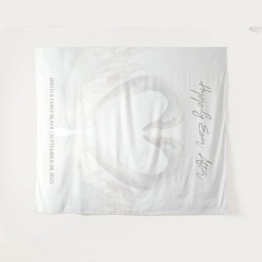 Aangepaste Zwaan Huwelijk Achtergrond Wandkleed (Voorkant (horizontaal))