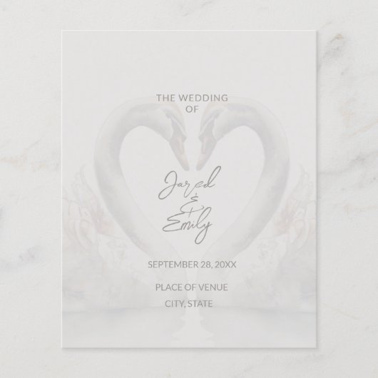 Aangepaste Zwaan Trouwprogramma Flyer (Voorkant)