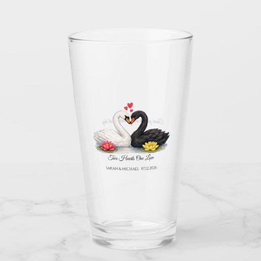 Aangepaste Zwanen Bruiloft Bedankt Glas Tumbler (Voorkant)