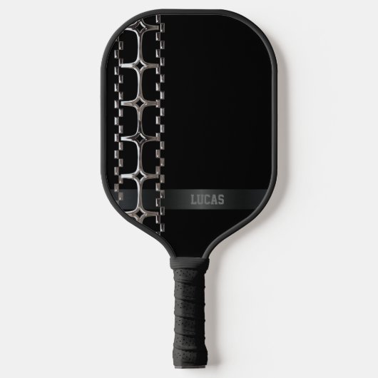Aangepaste zwart en chroom gepersonaliseerd pickleball paddle (Voorkant)