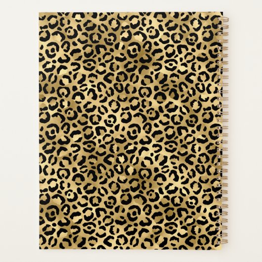 Aangepaste zwart- en Gold-luipaard afdrukken Planner (Achterkant)