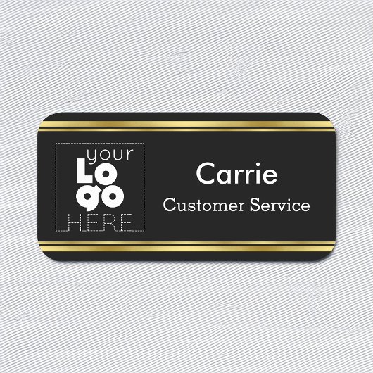 Aangepaste Zwart en Goud Bedrijfsnaam Tag met Logo