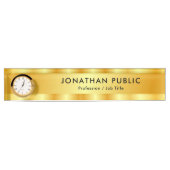 Aangepaste zwart en goud Elegante moderne Sjabloon Naambordje (Voorkant)