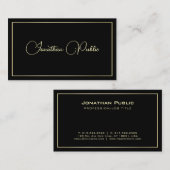 Aangepaste zwart en goud elegante typografie Sjabl Visitekaartje (Voorkant / Achterkant)