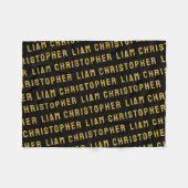 Aangepaste Zwart en Goud Gepersonaliseerde Baby Na Fleece Deken (Voorkant (Horizontaal))