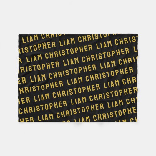 Aangepaste Zwart en Goud Gepersonaliseerde Baby Na Fleece Deken (Voorkant (Horizontaal))