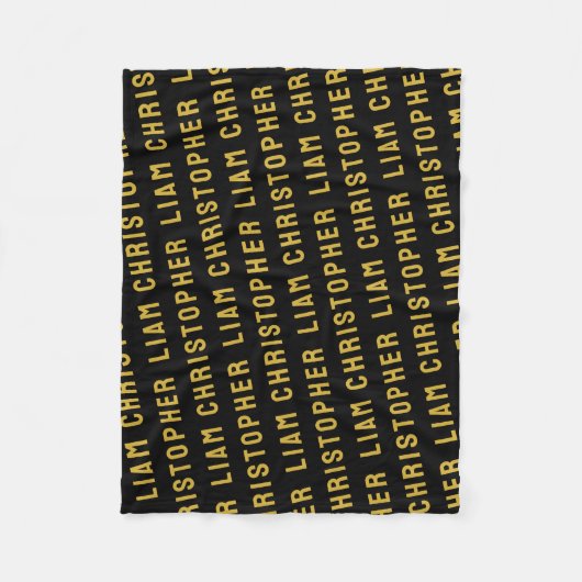 Aangepaste Zwart en Goud Gepersonaliseerde Baby Na Fleece Deken (Voorkant)