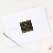 Aangepaste zwart en goud gepersonaliseerde verjaar vierkante sticker (Envelop)
