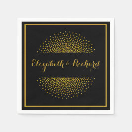Aangepaste Zwart en Goud Glitter confetti bruiloft Servet