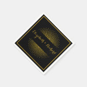 Aangepaste Zwart en Goud Glitter confetti bruiloft Servet (Hoek)