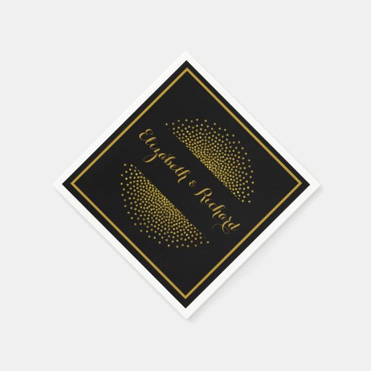 Aangepaste Zwart en Goud Glitter confetti bruiloft Servet (Hoek)