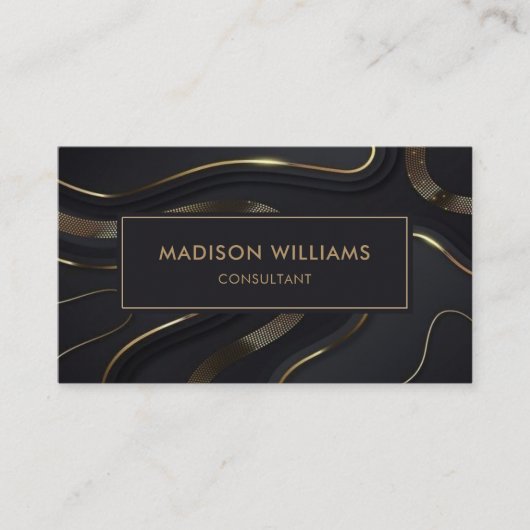 Aangepaste zwart en goud Glitter Professional Visitekaartje (Voorkant)
