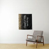 Aangepaste Zwart en Goud Huwelijk Achtergrond Foto Wandkleed (In situ)