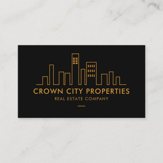Aangepaste zwart en goud makelaar visitekaartje (Voorkant)
