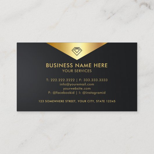 Aangepaste zwart en goud makelaar visitekaartje (Achterkant)