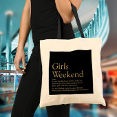 Aangepaste zwart en goud meisjes weekend definitie tote bag