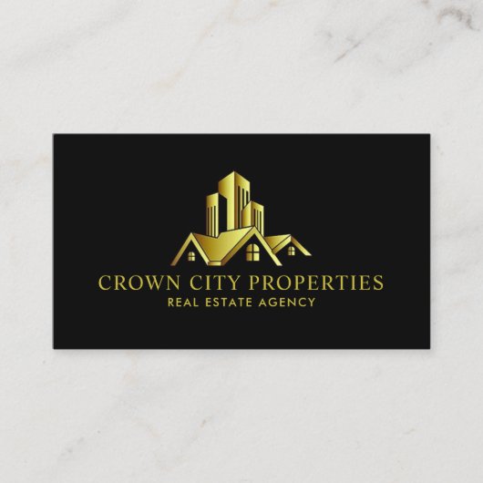 Aangepaste zwart en goud premium makelaar visitekaartje (Voorkant)