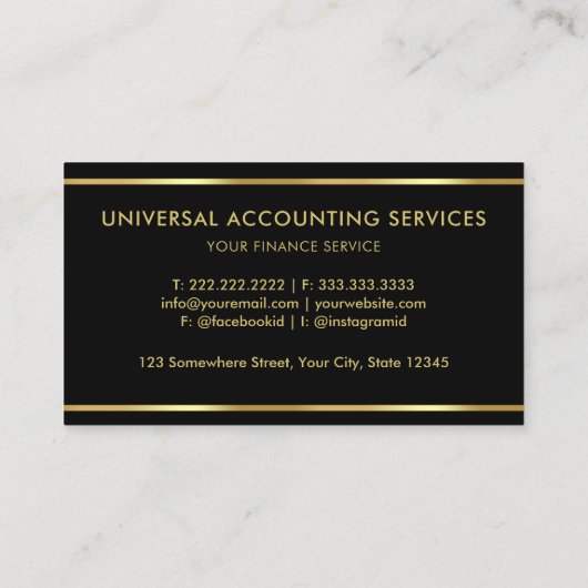 Aangepaste zwart en goud Premium Professional Visitekaartje (Achterkant)