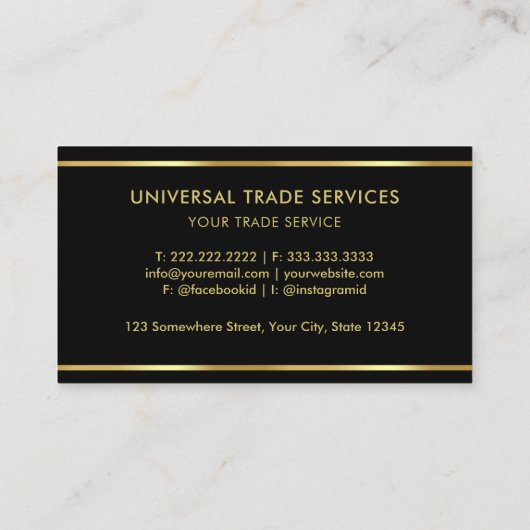 Aangepaste zwart en goud Premium Professional Visitekaartje (Achterkant)