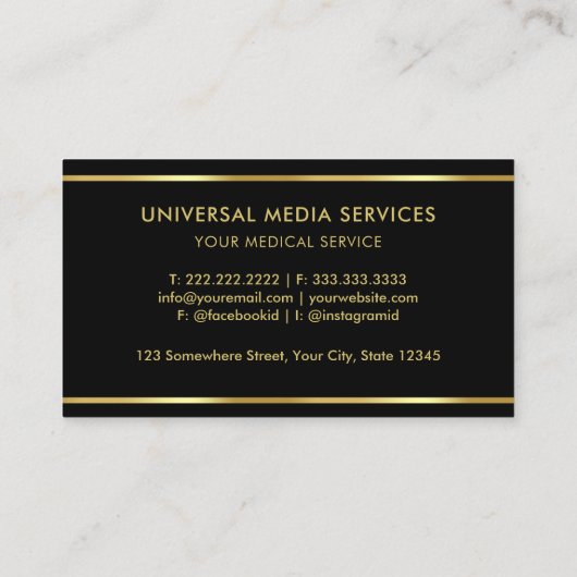 Aangepaste zwart en goud Premium Professional Visitekaartje (Achterkant)