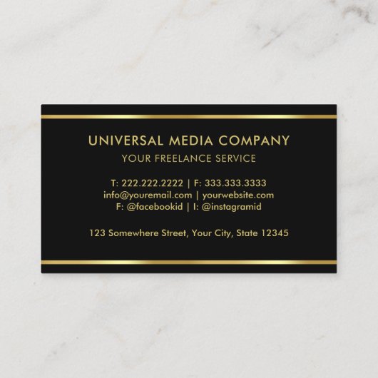 Aangepaste zwart en goud Premium Professional Visitekaartje (Achterkant)