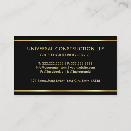 Aangepaste zwart en goud Premium Professional Visitekaartje (Achterkant)