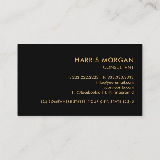 Aangepaste zwart en goud Royal Monogram Profession Visitekaartje (Achterkant)