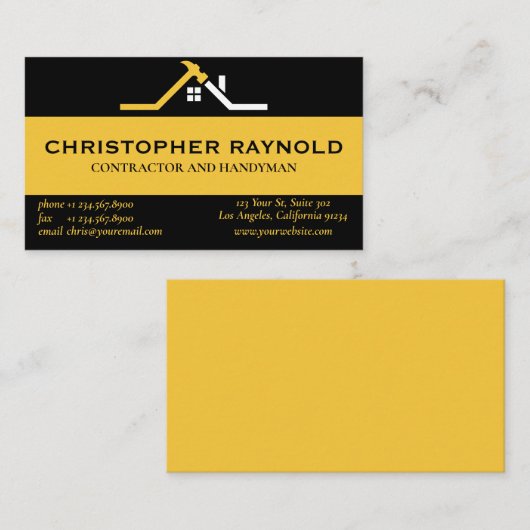 Aangepaste zwart en goud woningbouw visitekaartje (Voorkant / Achterkant)