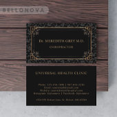 Aangepaste zwart en goudbruin bloemenmonogram visitekaartje