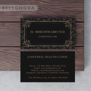 Aangepaste zwart en goudbruin bloemenmonogram visitekaartje